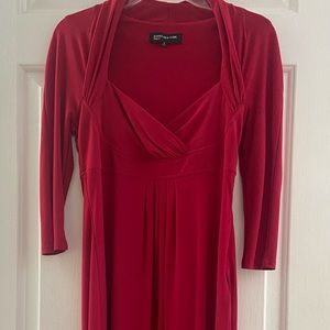 Jones New York size 4 sweetheart neckline Drape cocktail Dress 3/4 sleeve